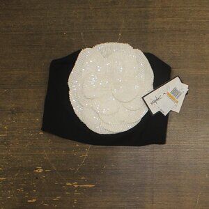 Alex & Sophia Juniors Strapless Rosette-Trim Tub Top Black / Ivory 3/4